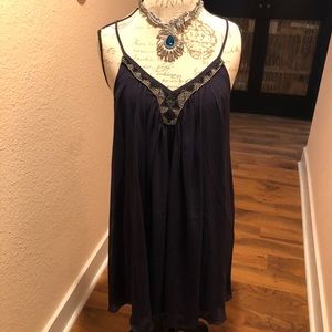 ✨❤️Express Navy Trapeze Dress Beaded Neck ❤️✨✨